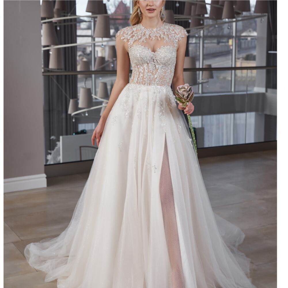 Wedding Dress White Slim Ball Gown  Size 8